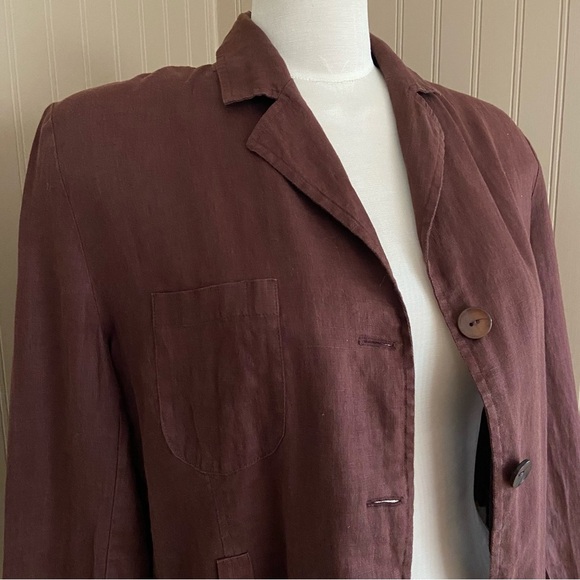 Rodier Gorgeous 100% Linen Lightweight Maroon Jacket Size 42/Large - Picture 3 of 9